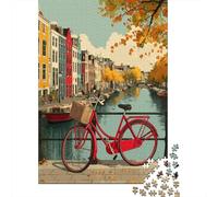Bicycles Parked near The Canal Jigsaw Puzzles Historic Buildings Challenge Toy Educational Games Home Decoration for Adults& Teenager Age 14 Years Up 38x26cm/1000pcs