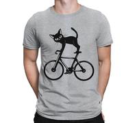 Bicycling Cat Animal Lovers Gift Bike Funny Biker Novelty Mens T-Shirts Top #NED Sport Grey (RS) S