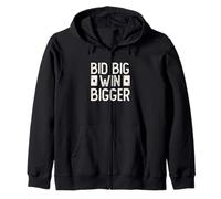 Bid Big Win Bigger Funny Pitch Card Game For A Pitch Player Zip Hoodie