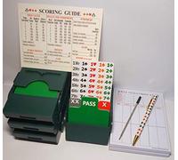 Bid Pal Bridge Bidding Boxes sets of 4 (Green) + 200 Score Pages + Score Guide + Pen + Refill