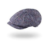 Biddy Murphy Authentic Irish Newsboy Cap, 100% Genuine Irish Made Tweed Hat, Traditional 8-Panel Style, Made in Ireland, Navy, M