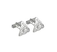 Biddy Murphy Rhodium Plated Trinity Knot Cufflinks - Tarnish-Resistant, High Shine Luster Men’s Celtic Jewelry, Symbolizes Body, Mind, and Spirit, Made in Ireland