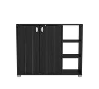 Bideford Shoe Storage Black 2 Doors 6 Shelves