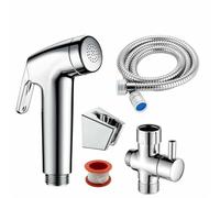 Bidet Attachment for Toilet UK, Handheld Bidet Sprayer Kit with Hose and Holder - Adjustable Chrome Muslim/Shattaf Spray for Personal Hygiene Easy DIY Install