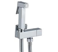 Bidet Faucet, Brass Handheld Bidet Toilet Sprayer Chrome, Wall Mounted Square Bathroom Shower Douche Kit, Portable Cloth Diaper Sprayer, Single Cold Water
