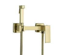 Bidet Faucet Set, Brushed Gold Full Copper High Pressure Toilet Gun, Bathroom Wall Mounted Hot and Cold Water Mixer Bidet Sprayer