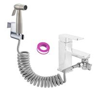 Bidet Shower Kit,Home Handheld Bidet Baby Toilet Set with Faucet Spray, Hose and Fitting, Perfect for Washing Hair or Wash Basin (Silver)