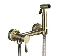 Bidet Spray Set, Brass Brushed Gold Bidet hot and Cold Water Set Toilet Spray Gun Ass Flusher Nozzle Set, Hand Blender Valve Jet Pres Set Shower Head with Pressure,B (Gold，Golden-B