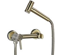 Bidet Spray Set, Brass Brushed Gold Bidet hot and Cold Water Set Toilet Spray Gun Ass Flusher Nozzle Set, Hand Blender Valve Jet Pres Set Shower Head with Pressure,B Decoration