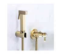 Bidet Sprayer Faucet Set with Cold Water Brass Wall Mount Handheld Toilet Attachment Pressure Brushed Gold Single Handle Spray,Round Head(Square Head)