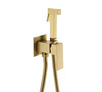 Bidet Sprayer for Toilet, Wall Mount Handheld Hot and Cold Water Faucet Brass Bathroom Attachment Single Handle Strong Pressure Cloth Diaper Sprayer,Chrome (Brushed Gold)