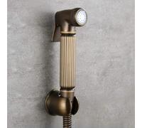 Bidet Sprayer Handheld with Fluted Non-Slip Handle | Easy Press Trigger Control for Comfortable Use | Antique Brass Finish