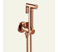Bidet Sprayer Kit - Handheld Brass Spray Gun with Spring Hose for Cold Water, Rose Gold Finish
