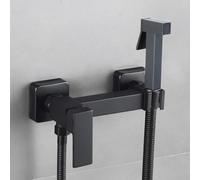 Bidet Sprayer with Zinc Alloy Shower Head, Brass T Valve Adapter and Stainless Steel Hose for Bathroom Cleaning Tasks (Black)