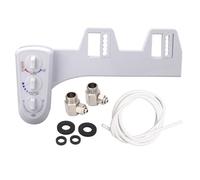 Bidet Toilet Attachment Spray Hot Cold Fresh Water Dual Nozzle Non Electric Mechanical Adjustable Water Pressure Temperature Bathroom Seat for Standard Toilets White 17.3 x 8.1
