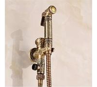 Bidets Faucets Antique Floral Pattern Brass Single Cold Wall Handheld Hygienic Shower Spray Wash Bathroom/Toilet Faucets Muslim Toilet Shattaf,Antique Brass B