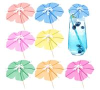 BIDEX 100PCS Cocktail Umbrella Picks - Paper Parasol Toothpicks for Drinks,Cupcakes,Desserts & Party Decorations - Assorted Color Drink Umbrellas for Hawaiian Luau,Tiki Bar&Summer Parties (Petal)