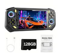 Bidinner RG56PRO Retro Video Game Console - 5.5 Inch Large IPS Screen,31000+ Classic 3D Games,5000mAh Battery, Open Linux System,Portable Console with 128G TF Card - Birthday Gift for Adult (Black)