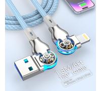 Bidirectional 90 Degree iPhone Charging Cable, 6FT 180°Rotating Left & Right Angle Lightning Charger Cable, High Speed Data Sync iPhone Charging Cord for iPhone 14/13/12/11/Pro/MAX/XR/XS/8/7/Plus/6S