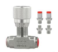 Bidirectional Hydraulic Throttle Valve G1/4 Thread For 0.8 To 2 Ton Excavators High Pressure Flow Control Silver Hcs Construction Adjustable Rate Up To 30 L/min With Connector Kit(STBG1/4+06L)