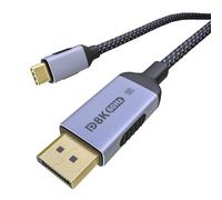 Bidirectional USB-C to DisplayPort 1.4 Cable 8K@60Hz 4K@240Hz, 10FT/3M DP to USB C Thunderbolt 4 Cord,Aluminum Case Nylon Braided, Compatible with iPhone 16 Pro Max, MacBook Pro/Air, iPad(10FT/3M)