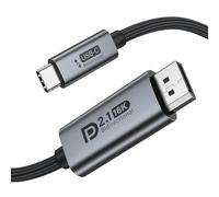 Bidirectional USB C to DisplayPort 2.1 Cable 16K 8K@120Hz 4K@240Hz, 80Gbps, UHBR20, HDR, DisplayPort to USB C Cable for MacBook, iPhone 17/16, iPad Pro, HP, Dell, Lenovo, RTX 5090/5080/4090/4080 (3m)