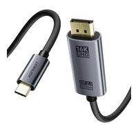 Bidirectional USB-C to DisplayPort 2.1 Cable - 8K@120Hz 4K@240Hz, 16K 80Gbps UHBR20 VRR HDR Thunderbolt 5/4 Compatible For MacBook Pro, Mac Mini, iPad, XPS, Surface Pro, 5090, OLED Gaming Monitor, 1M