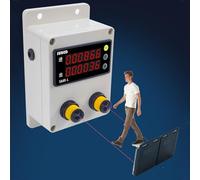 Bidirectional Visitor Counter, 2 Sensors for Entry/Exit Identification, Counts 0-99999, 9.6 Feet Sensing Distance, Dual Row Display, Power Off Memory Function for Stores