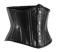 BIDMOOR Underbust Corset 2 Layer Steel Boned Corset Heavy Duty Waist Trainer, Hourglass Body Shaper, Black-pvc, Medium