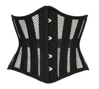 BIDMOOR Underbust Corset 2 Layer Steel Boned Corset Heavy Duty Waist Trainer, Hourglass Body Shaper, Black-mesh&cotton, Large