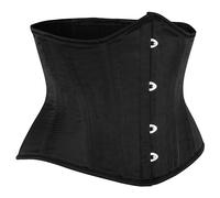 BIDMOOR Underbust Corset 2 Layer Steel Boned Corset Heavy Duty Waist Trainer, Hourglass Body Shaper, Black-satin, XXL