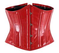BIDMOOR Underbust Corset 2 Layer Steel Boned Corset Heavy Duty Waist Trainer, Hourglass Body Shaper, Red-pvc, XXL
