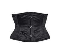BIDMOOR Underbust Corset Steel Boned Heavy duty waist trainer, Hourglass Body Shaper (Large, Black Satin)