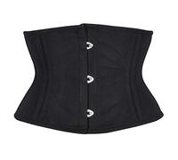 BIDMOOR Underbust Corset Steel Boned Heavy duty waist trainer, Hourglass Body Shaper (Medium, Black Cotton)