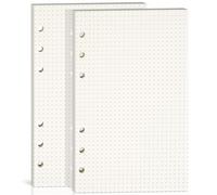 Bidponds 2 Packs A6 Dot Grid Paper,100GSM Thick,6-Hole Punched,Dotted Paper Refill for Planner/Binders/Organizer,80 Sheets (160 Pages),6.69 x 4.13 Inch,Beige