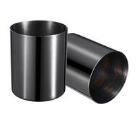 Bidponds 2 Packs Round Stainless Steel Pen Holder,Minimalist Mini Metal Vase,Desktop Stationery Organizer,Vacuum Plating Makeup Brush Holder,Black