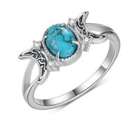 Biduanro Triple Moon Rings 925 Sterling Silver Genuine Turquoise Western Natural Gemstone Turquoise Jewelry Gifts for Women, 8, Sterling Silver, No Gemstone