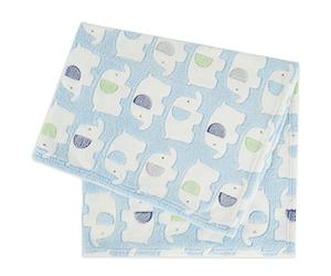 BIECO Baby Blanket Boys Blue Elephants | Soft Cuddle Blanket | Baby Throw | Cot | Pram | Comforter | Fleece | Pillow 75x90 cm