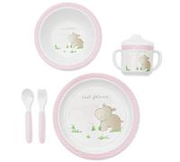 Bieco 04000267 dinnerware Set with Animal Motif, 5-Piece Set, Children's Tableware Made of Melamine, Tableware for Young Children, Pink