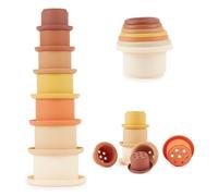 Bieco | Baby Stacking Cups Made from Silicone - Chocolate Bliss | Stacking Cups Baby | Baby Stacking Toy | Stacking Cups for 1 Year Old Baby Stacking Cups Toy Silicone Stacking Cups Stack up Toys