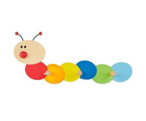 BIECO Caterpillar Children's Coat Rack | Wooden Kids Coat Rack with Hooks | Wall Mounted | Children's Hooks | for Kids 38 cm 3