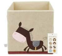 BIECO Children's Storage Box - Cute Donkey Toy Box Foldable - 33x33x33 cm - Ideal for Kallax Shelf - Toy Storage Boxes Kids Room - Stuffed Animal Zoo