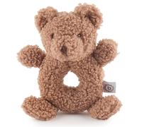 BIECO Cuddly Toy Bear Mika with Rattle, Bou aby Plush Bear Soft Toy, Teddy Rattle, Cuddly Toy, Baby Get Well Soon, Brown, 0 Months