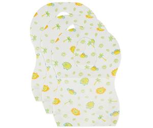 BIECO Disposable Baby Bibs | 30 Pack Cellulose Bibs | Ideal for Travel | Baby Weaning | White with Fun Designs | Tie-On | Shower Gifts