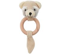 Bieco Grasping Toy Baby Rattle Cute Monkey Crochet Rattle with Wooden Ring Baby Grasping Toy Rattle for Boys and Girls Monkey Grasping Toy Crochet with Rattle Grabbing Rings Baby Monkey