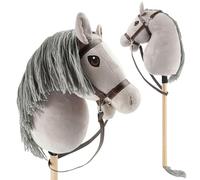 BIECO Hobby Horse Grey - Size M, with Bridle | Detachable Stick & Tail, for Show Jumping, Dressage & Play | Hobby Horse