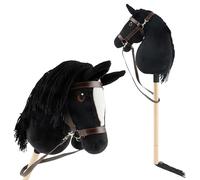 BIECO Hobby Horse Stick Horse Black - Size S, with Bridle | Detachable Stick & Tail, for Show Jumping, Dressage & Play | Hobby Horses