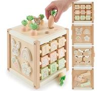 Bieco Motor Skills Cube Rabbit Fine Sustainable Wood FSC Toy Cube Baby Activity Centre Montessori from 1 Year