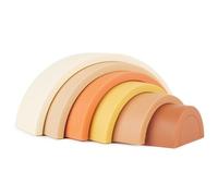 BIECO Silicone Rainbow Stacking Toy - Chocolate Bliss | Stacking Rings | Baby Stacking Toy | Rainbow Tower | 6pc