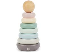 BIECO Stacking Tower Baby | Stacking Toy 1 Year + | Ring Stacker | Wooden Baby Toy for Grasping | Wooden Rings Pyramid | Tower Wood Rainbow Mint